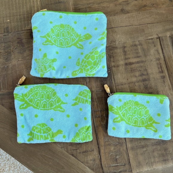 Handbags - Set of three terry cloth cosmetic pouches